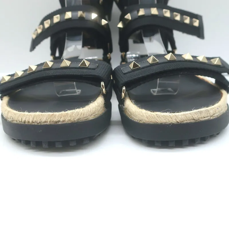 Valentino Rockstud Escarpins en Nylon à Double Bride Noir Taille 38 NEUF