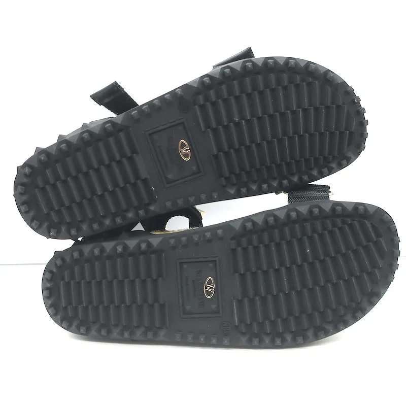 Valentino Rockstud Escarpins en Nylon à Double Bride Noir Taille 38 NEUF