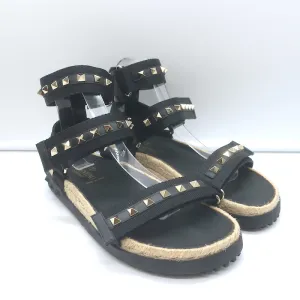Valentino Rockstud Escarpins en Nylon à Double Bride Noir Taille 38 NEUF