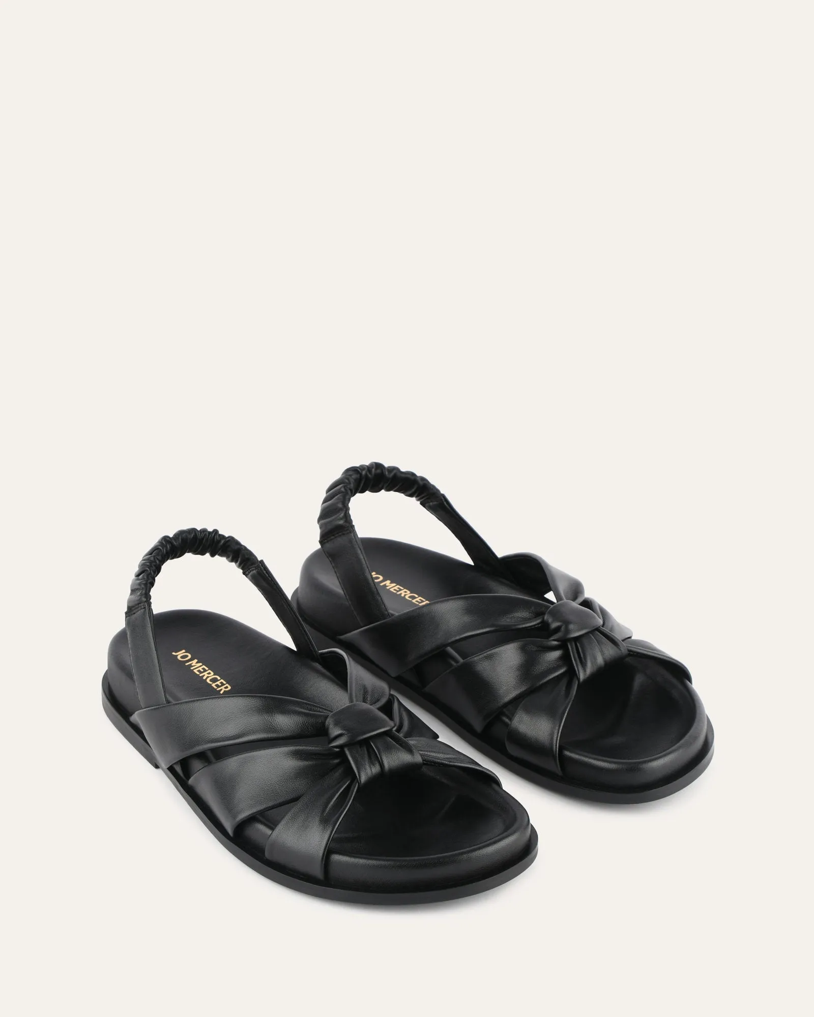 SANDALES PLATES VINCENT EN CUIR NOIR