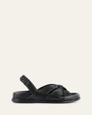 SANDALES PLATES VINCENT EN CUIR NOIR