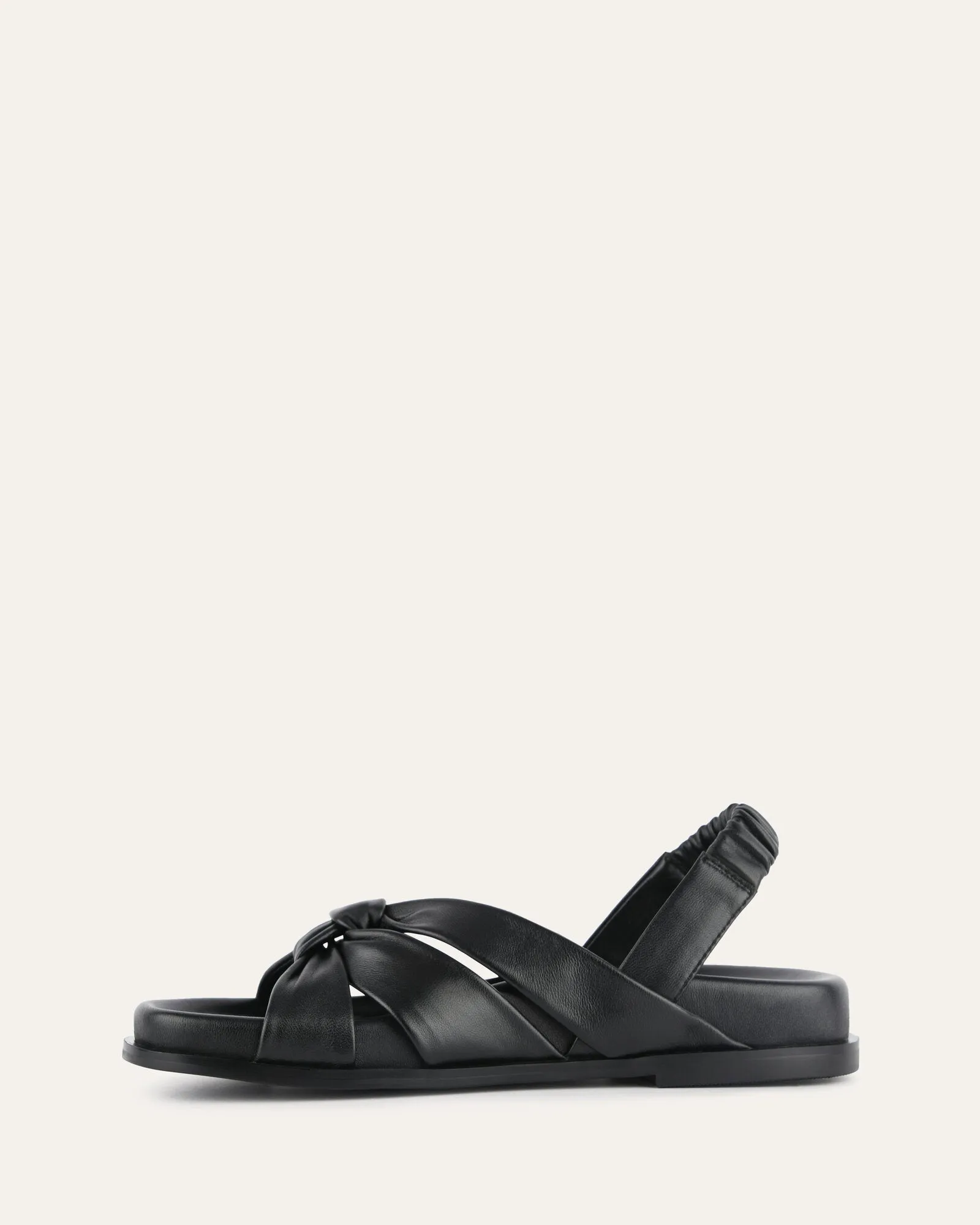 SANDALES PLATES VINCENT EN CUIR NOIR