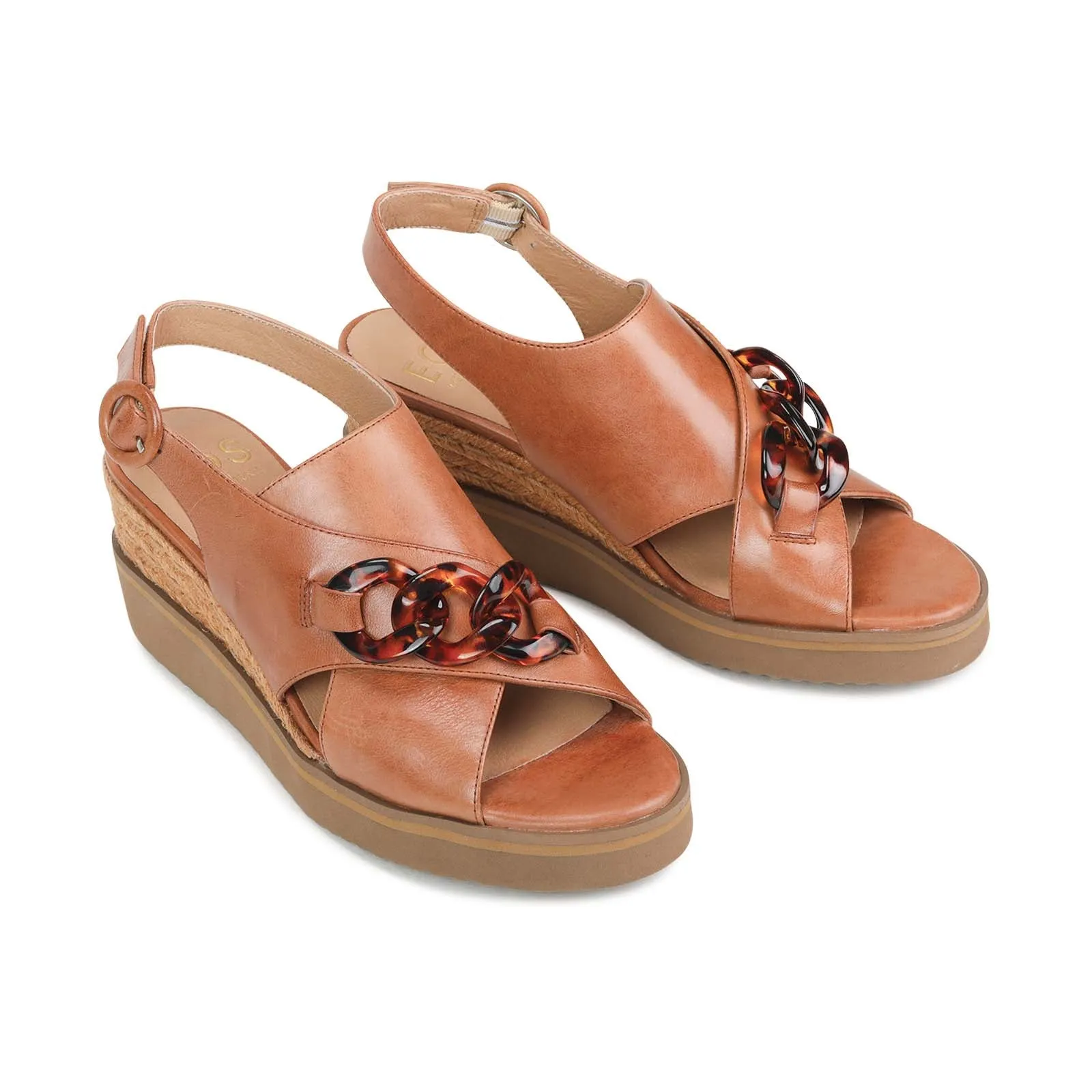 SANDALES À TALON COMPENSÉ EN CUIR WAYFARER
