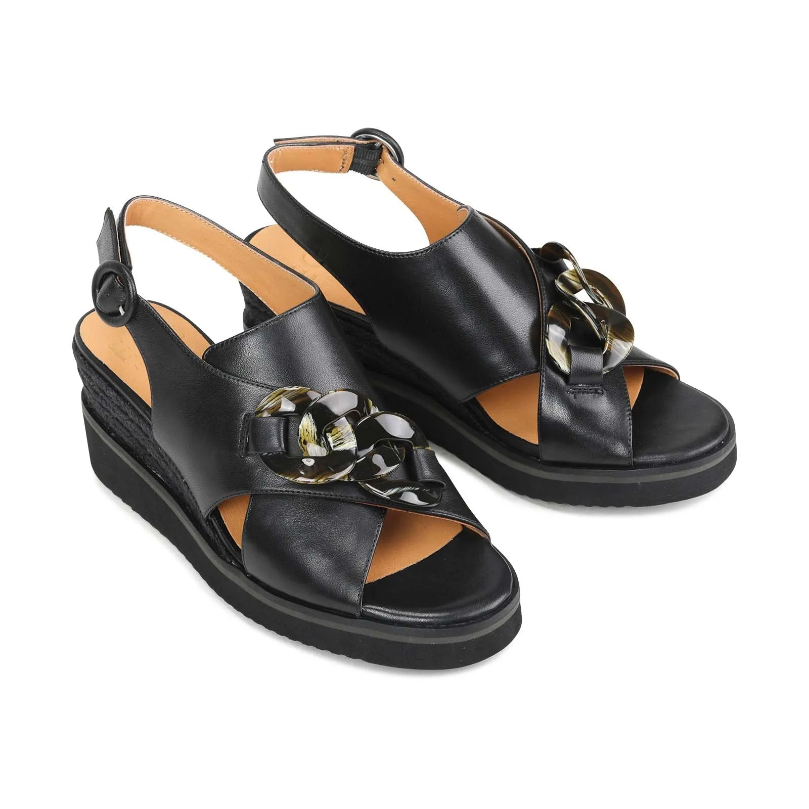 SANDALES À TALON COMPENSÉ EN CUIR WAYFARER