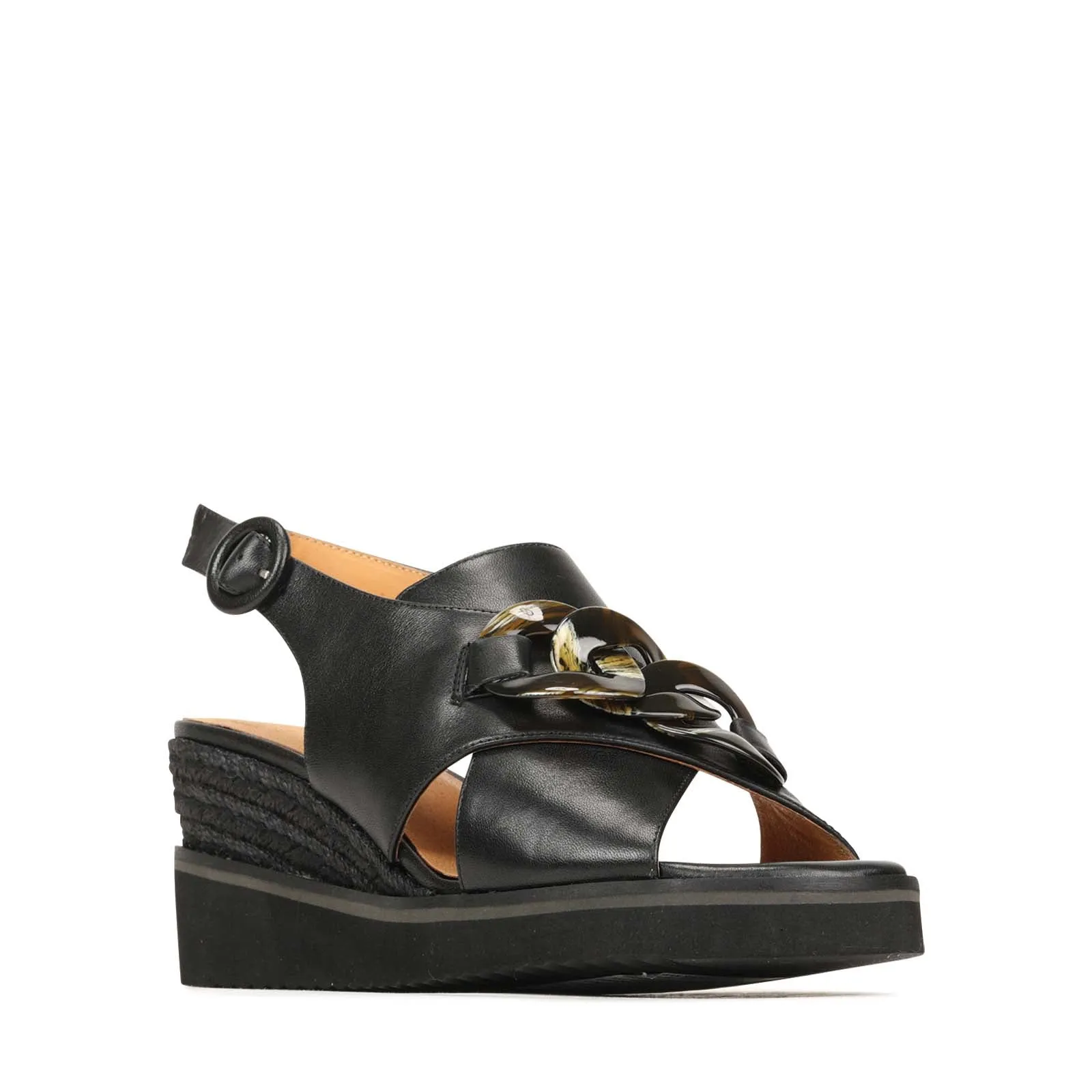 SANDALES À TALON COMPENSÉ EN CUIR WAYFARER