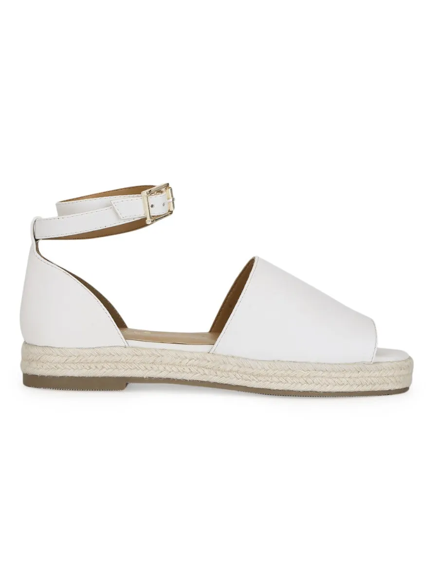 Espadrilles en jute à larges brides PU blanches
