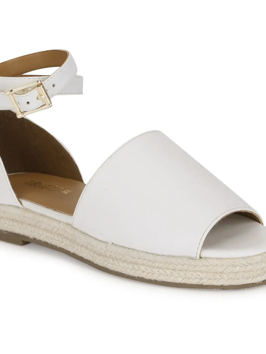Espadrilles en jute à larges brides PU blanches