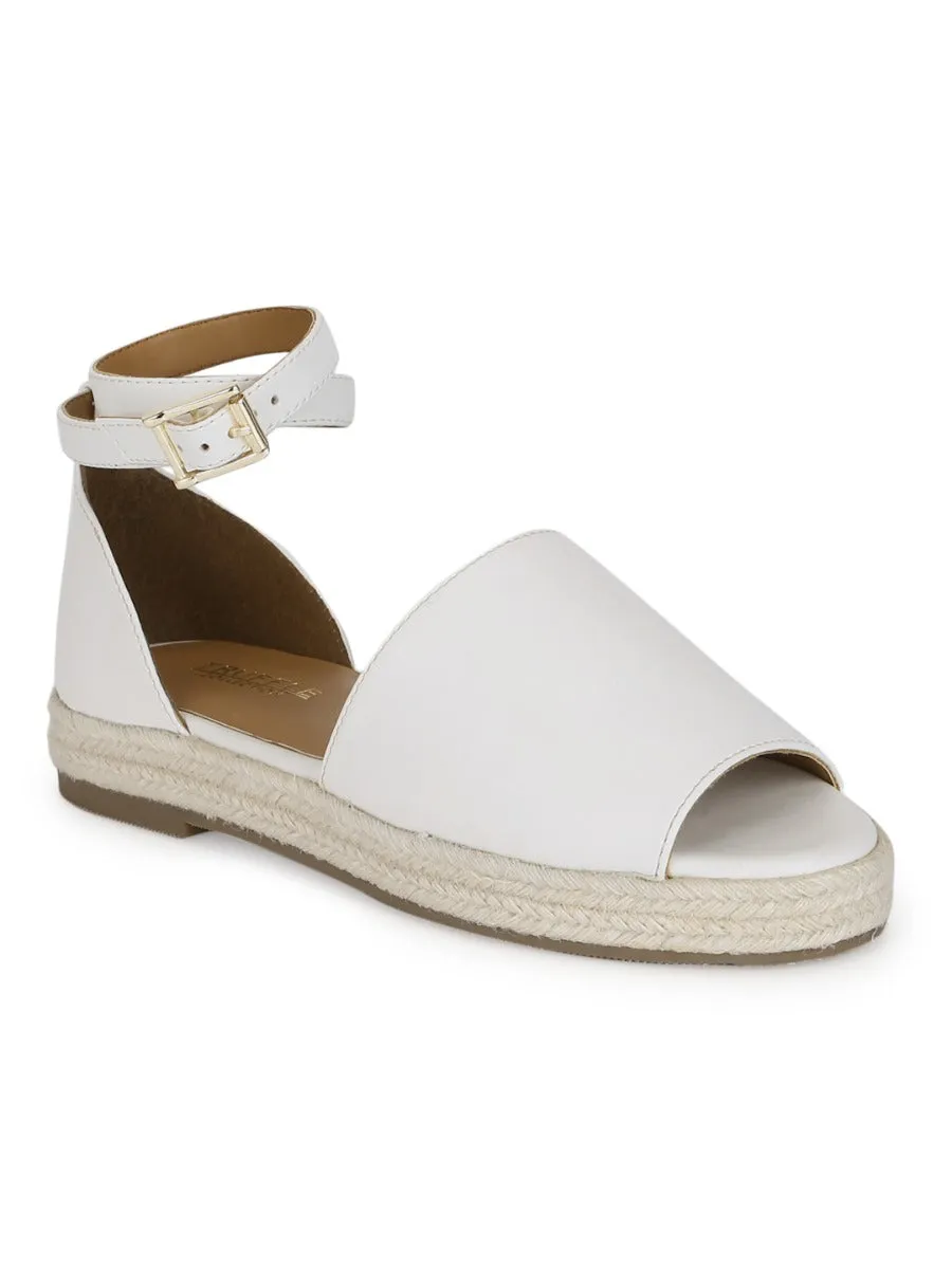 Espadrilles en jute à larges brides PU blanches