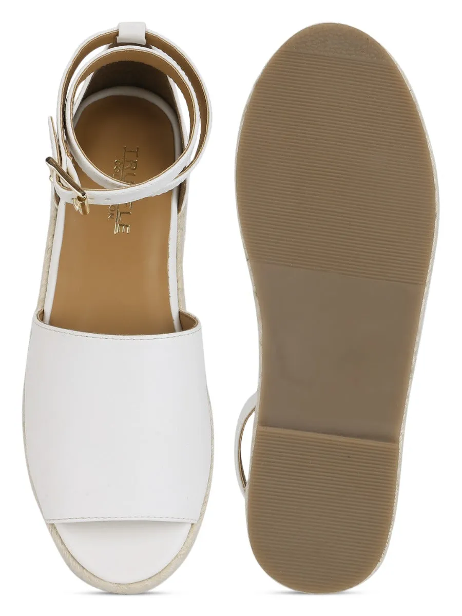 Espadrilles en jute à larges brides PU blanches