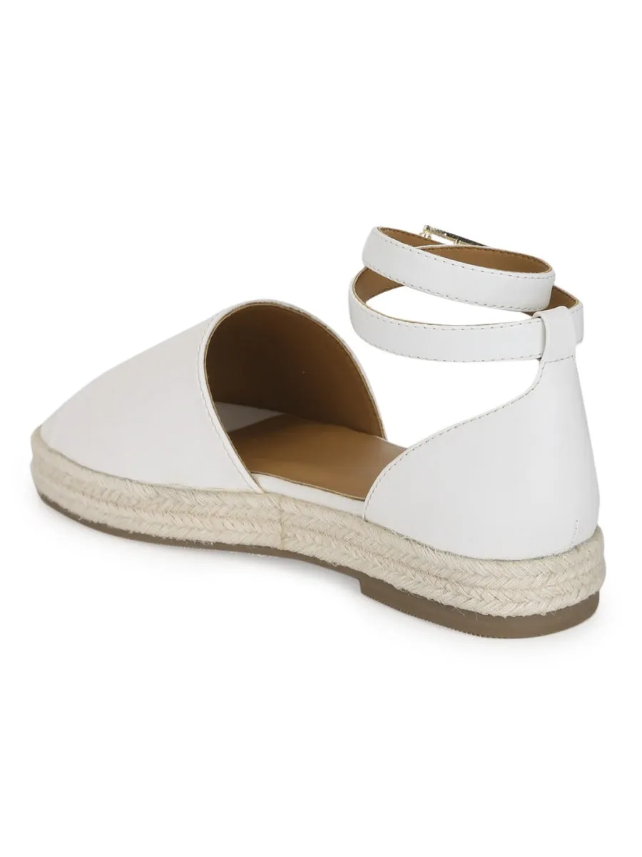 Espadrilles en jute à larges brides PU blanches