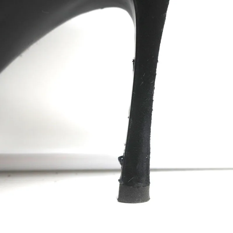 Bottines Plateforme Yves Saint Laurent Imitation Léopard Bleu Marine/Noir en Poil de Poney Taille 38