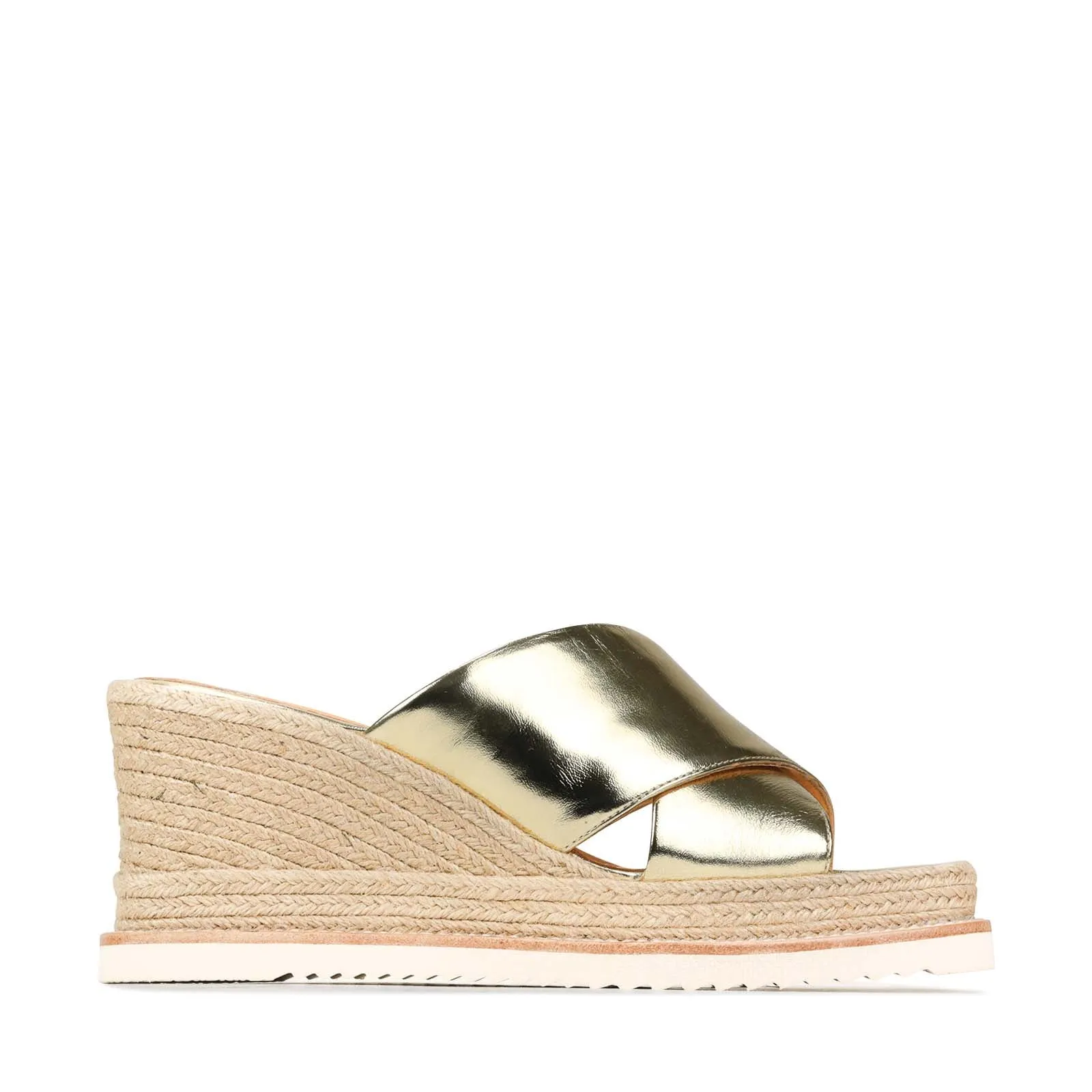 SANDALES ESPADRILLES À TALON WEDGE EN CUIR ZELIE