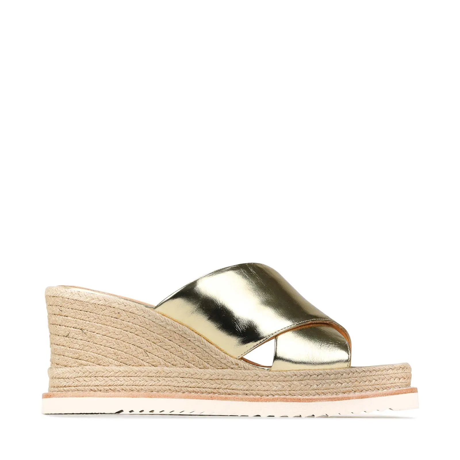 SANDALES ESPADRILLES À TALON WEDGE EN CUIR ZELIE
