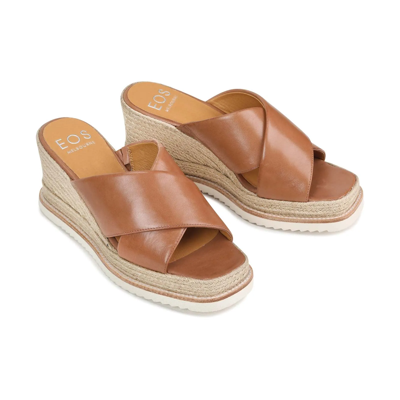 SANDALES ESPADRILLES À TALON WEDGE EN CUIR ZELIE