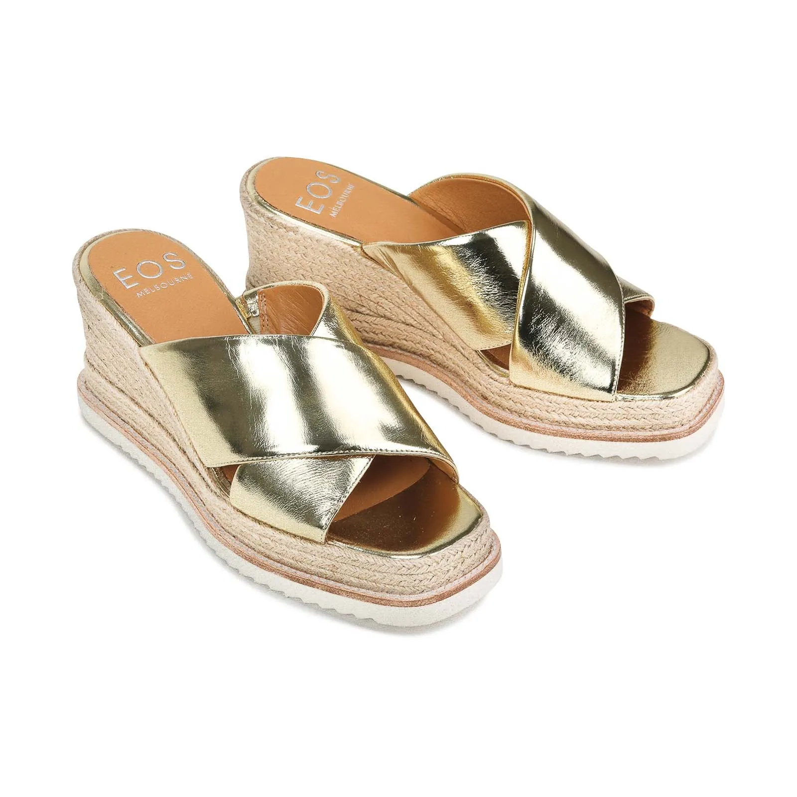 SANDALES ESPADRILLES À TALON WEDGE EN CUIR ZELIE