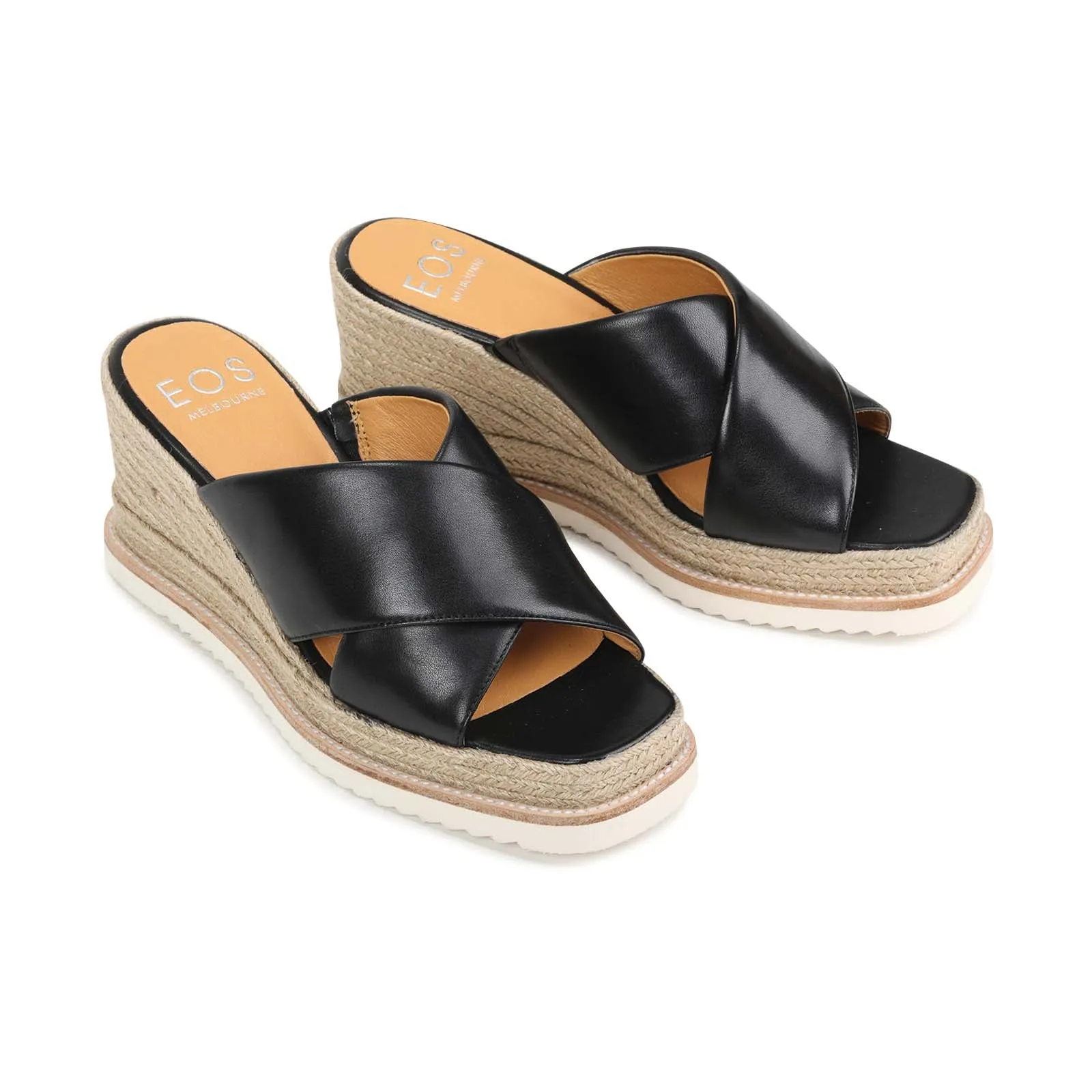 SANDALES ESPADRILLES À TALON WEDGE EN CUIR ZELIE