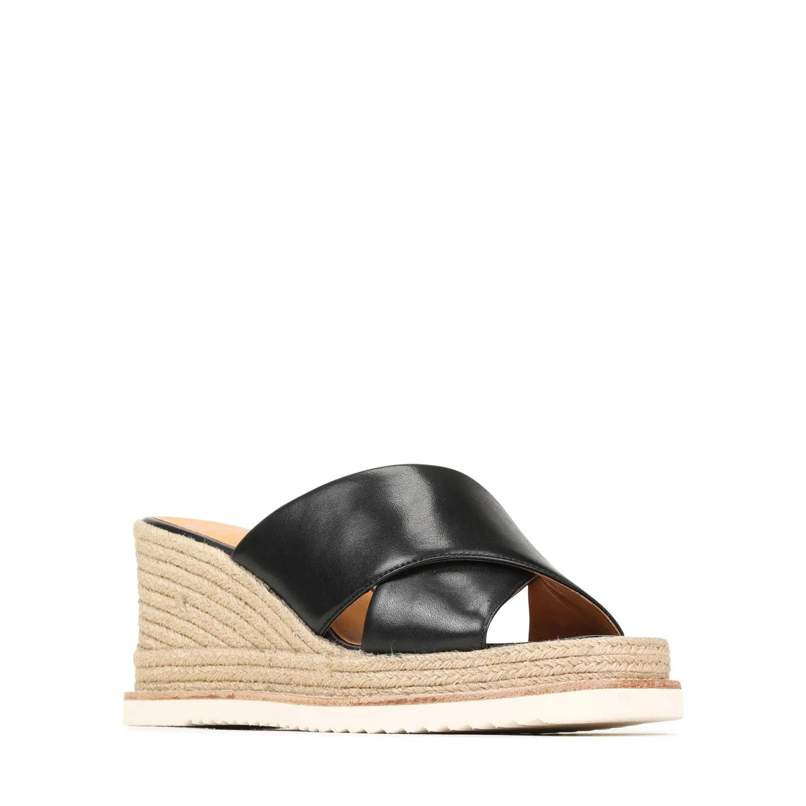 SANDALES ESPADRILLES À TALON WEDGE EN CUIR ZELIE