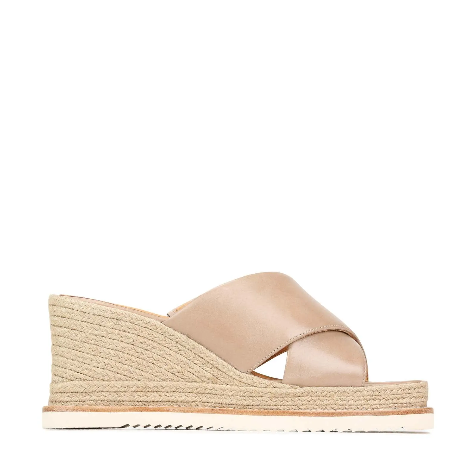 SANDALES ESPADRILLES À TALON WEDGE EN CUIR ZELIE