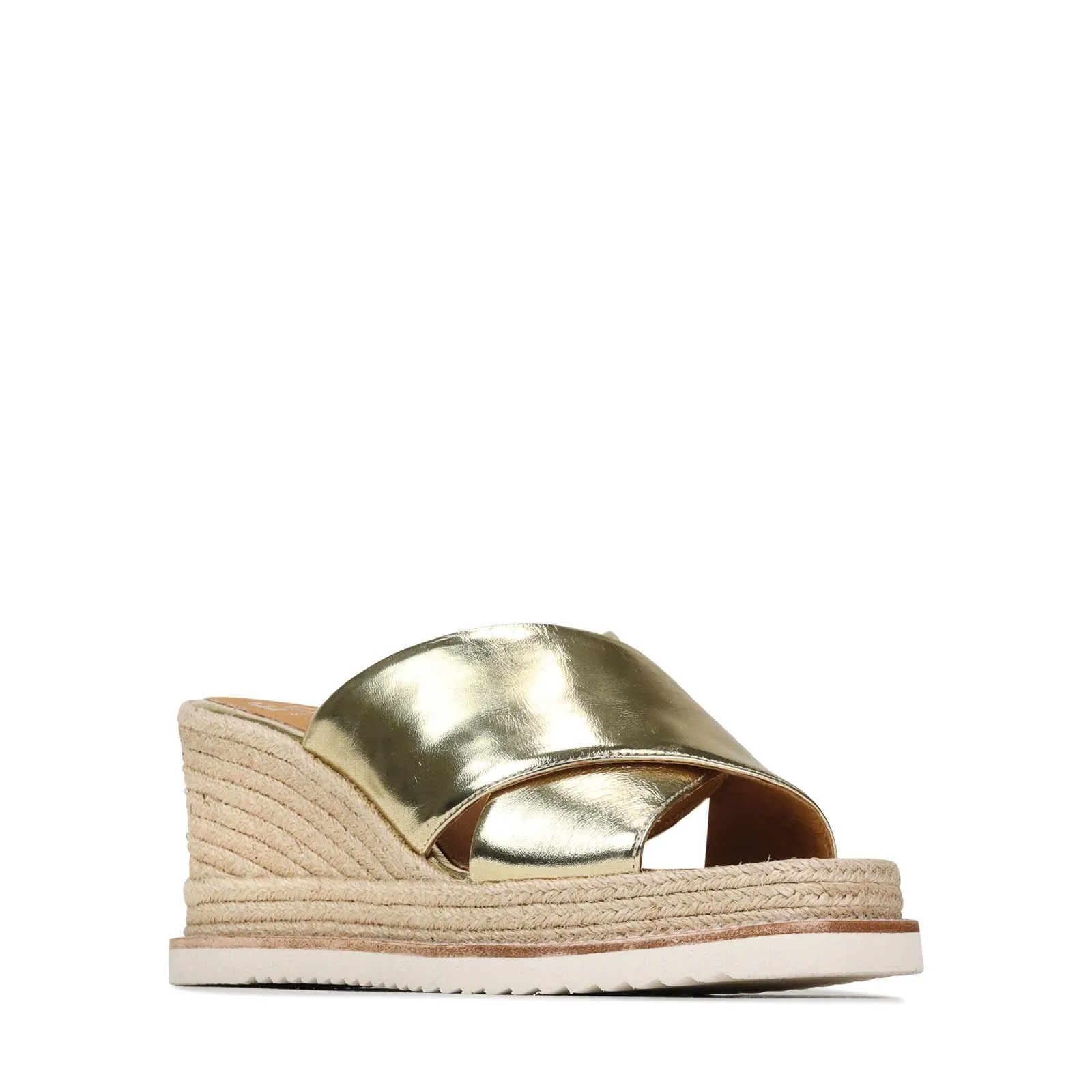 SANDALES ESPADRILLES À TALON WEDGE EN CUIR ZELIE