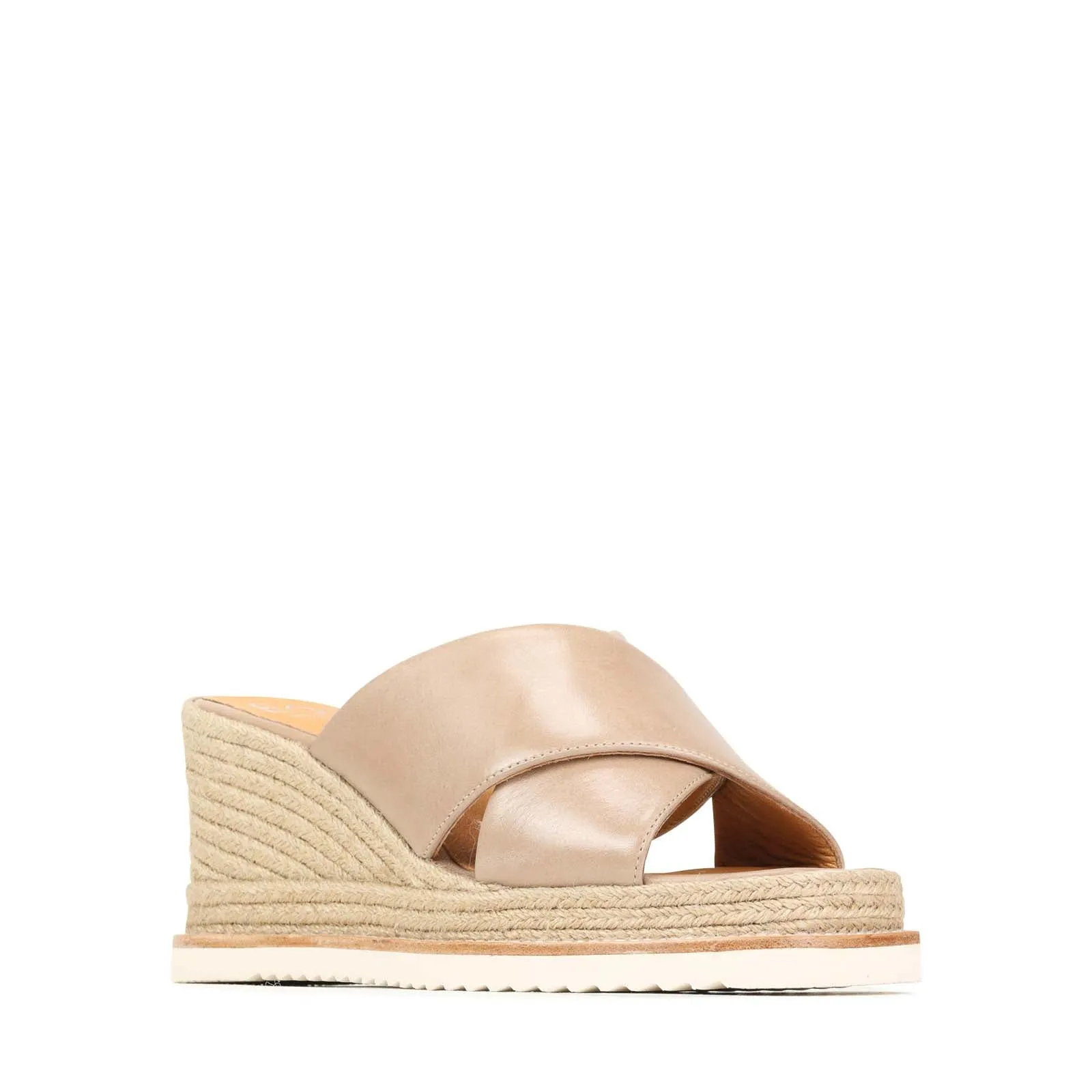 SANDALES ESPADRILLES À TALON WEDGE EN CUIR ZELIE