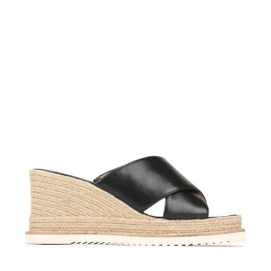 SANDALES ESPADRILLES À TALON WEDGE EN CUIR ZELIE
