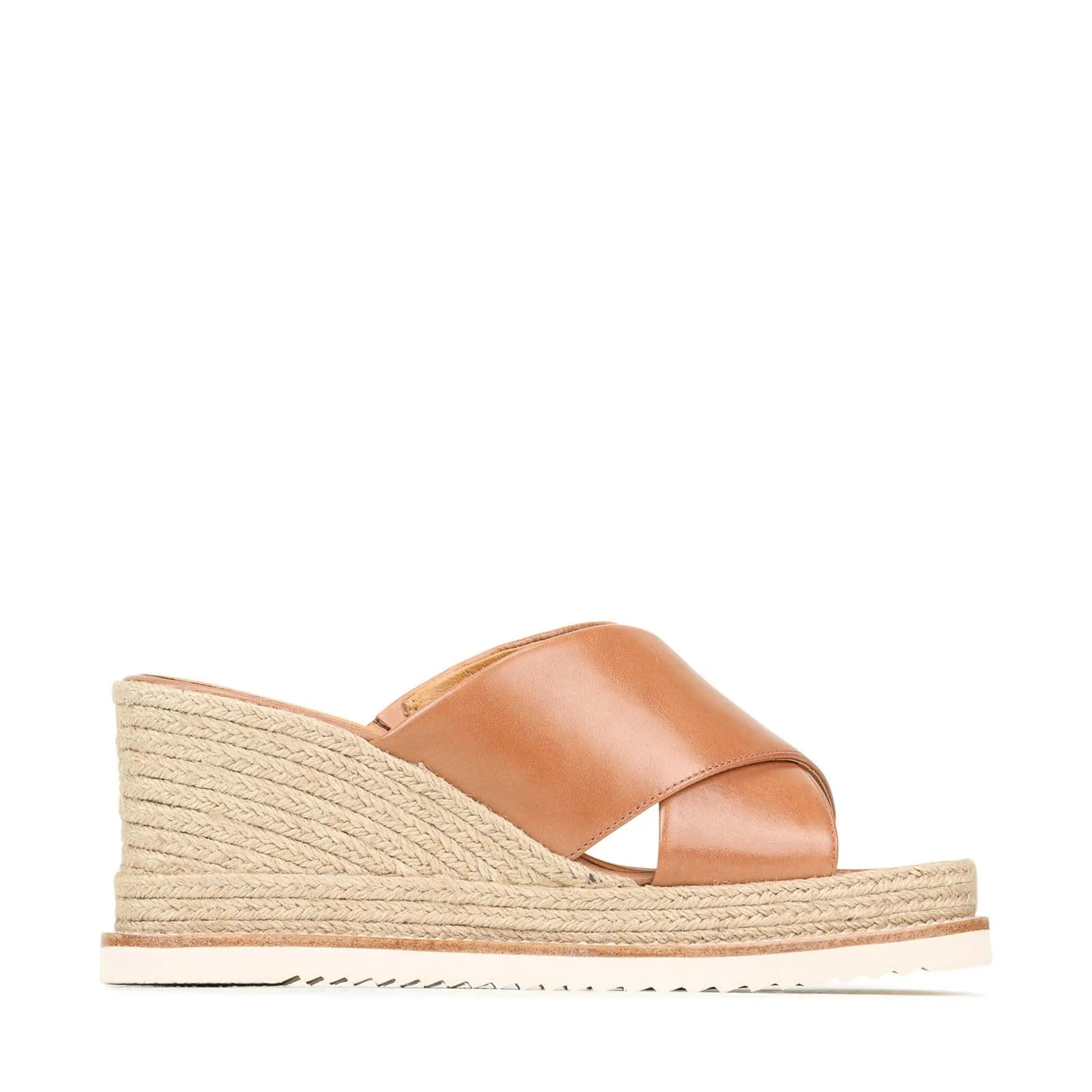 SANDALES ESPADRILLES À TALON WEDGE EN CUIR ZELIE